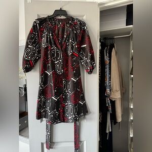 Saks Fifth Avenue Red and Black Striped Dress